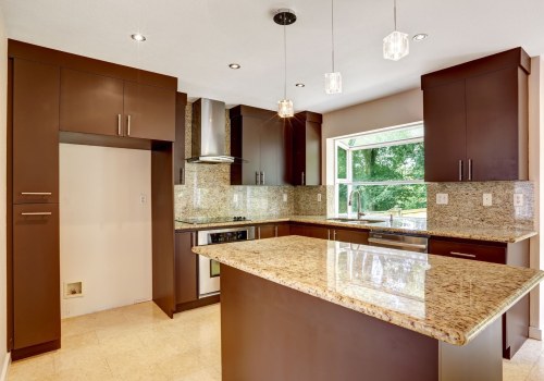 What color countertop goes well with brown cabinets?